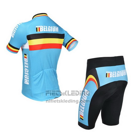 2013 Fietskleding Belgie Lichtblauw en Zwart Korte Mouwen en Koersbroek